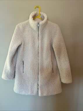 Women's Cream Teddy Zip-Front Coat
